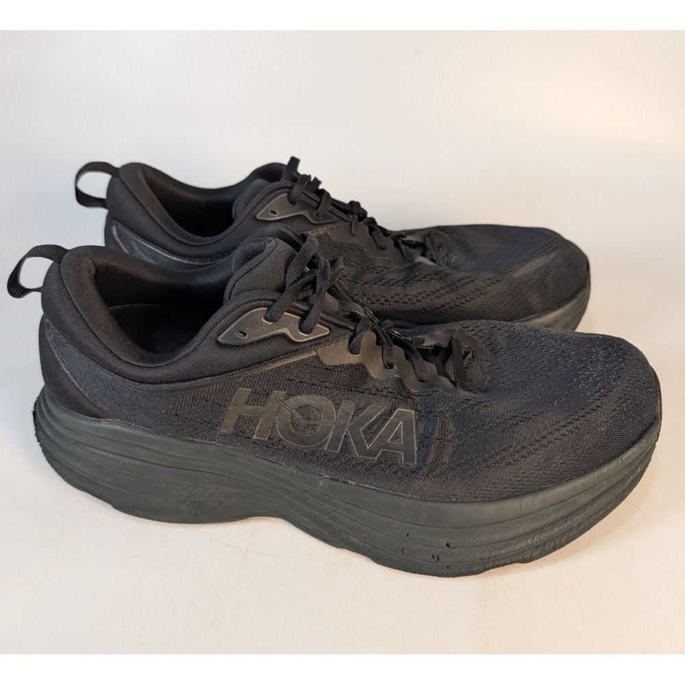 HOKA One One Bondi 8 Men's Size: 13 EEEE Running Sneaker Black On Black X-Wide